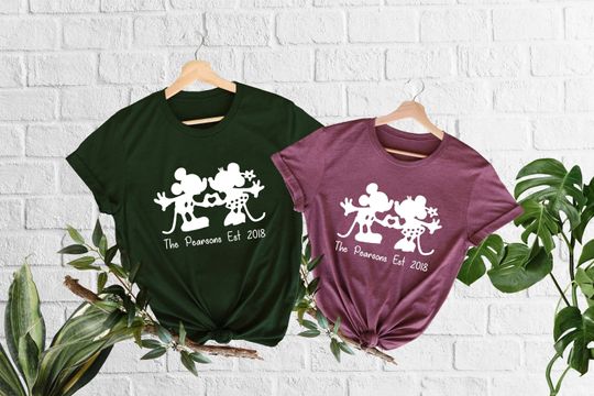 Customized Minnie and Mickey Mouse Est. Shirts, Disney Couple Matching Tees, Disney Wedding Anniversary