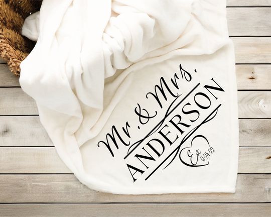 Personalized Wedding Blanket, Mr. and Mrs Monogram, Gift for Weddings, Anniversaries