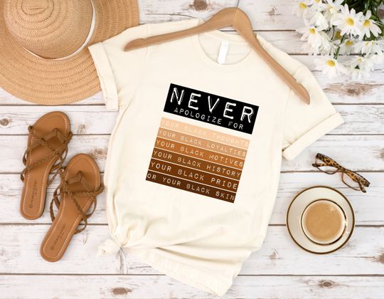 Never Apologize Black History Month, BLM Melanin Pride Tee, Independence Day T-Shirt