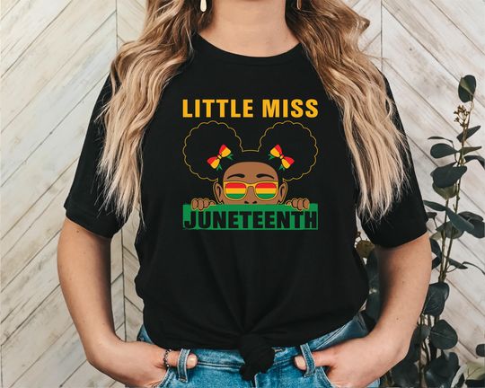 Little Miss Juneteenth Shirt, Black Girl Shirt, Afro American Girl Shirt