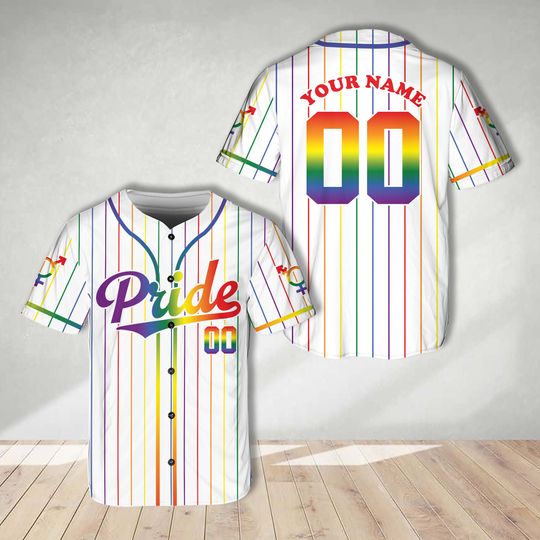 Custom LGBTQ Pride Month Baseball Jersey Lesbian Gay Transgender Baseball Game Day Matching Outfit