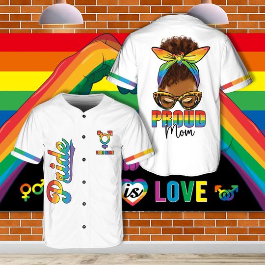 Custom LGBTQ Pride Month Baseball Jersey  Lesbian Gay Transgender Baseball Game Day Matching Outfit