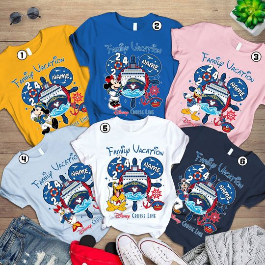 Personalized Disneyland Cruise Line 2024 Shirt | Mickey & Friends Family Cruise Matching Shirt | Custom Name Cruise Squad Shirt Disneyworld