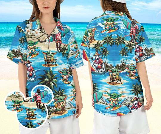 Star Wars Beach Hawaiian Shirt, Baby Yoda Tropical Hawaii Shirt