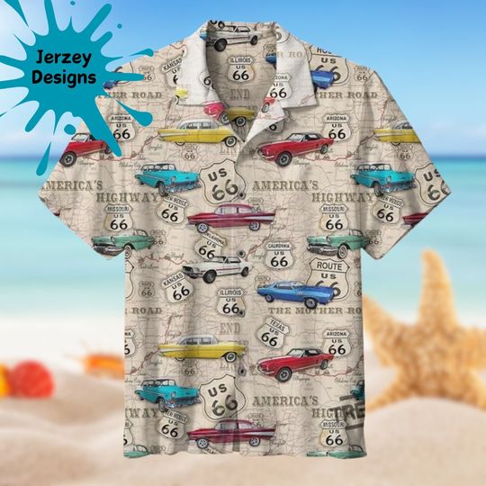 Vintage Car Aloha 3D Hawaiian Shirt Print Tropical Summer Beach Gift For Men