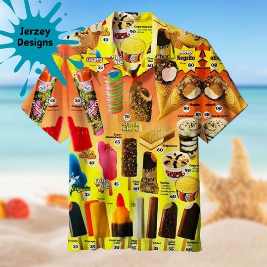 Yellow Cream Hawaiian Shirt Print Tropical Summer Beach Gift For Men