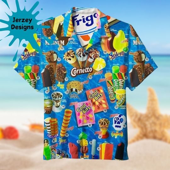 Cornetto Ice Cream Hawaiian Shirt Print Tropical Summer Beach Gift For Men