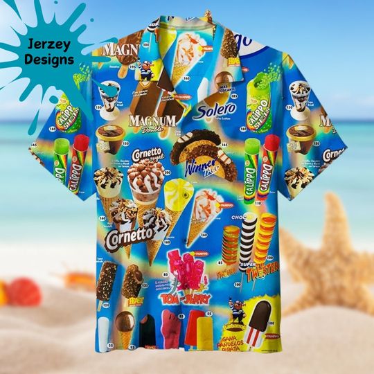 Magnum Ice Cream Hawaiian Shirt Print Tropical Summer Beach Gift For Men