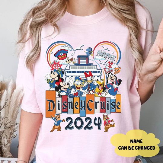 Personalized Mickey and Friends Cruise Line 2024 Shirt, Family Cruise Trip 25th Silver Anniversary At Sea Shirt, Family Vacaton 2024 Shirt