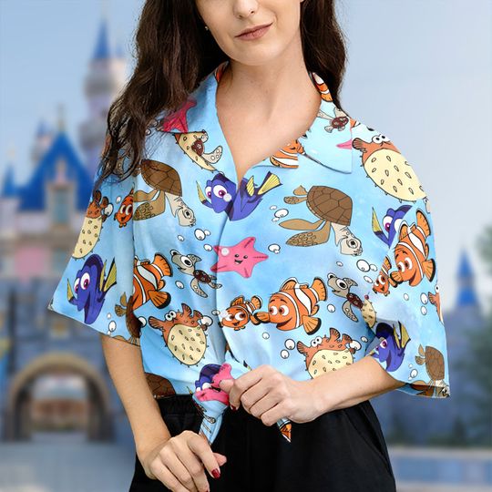 Disney Nemo and Dory Hawaiian Shirt, Disney Button Shirt