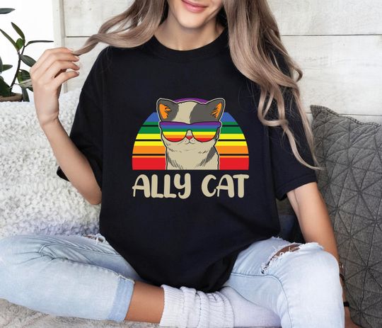 Lgbt Ally Cat Shirt, Pride Cat Shirt, LGBTQ Shirt, Supporting LGBT Shirt, LGBTQ Activist Shirt