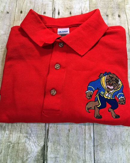 The Beast Sketch Art Embroidered Polo Shirt