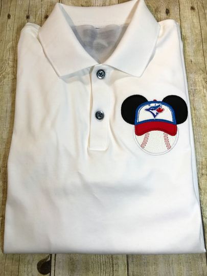 Baseball Mickey Mouse Ears Embroidered Polo Shirt