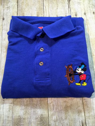 Steamboat Willie Sketch Art Embroidered Polo Shirt