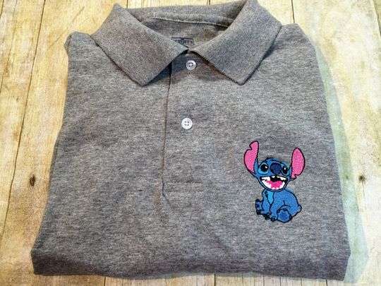 Stitch Sketch Art Embroidered Polo Shirt