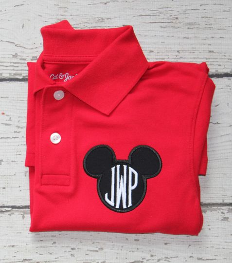 Mickey Polo, Monogrammed Disney Polo, Classic Disney Polo, Red Mickey Polo