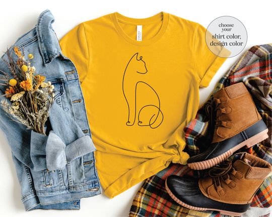 Cat Line Art Shirt, Cat Silhouette Shirt, Cat Lover Shirt, Cat Mom Shirt, Cat Owner Shirt, Abstract Cat Drawing Shirt, Cat Lover Gift
