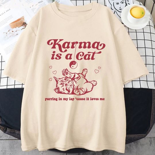 Karma Is A Cat Shirt | Taylor Eras Cat Lover T-shirt | Merch Outfit | Eras Shirt | Taylor Shirt |taylor version Cat Tee Midnights Cat T-shirt