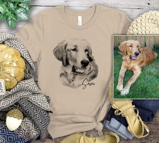 Pet Sketch Shirt, Dog Portrait Tee, Custom Cat T-Shirt, Pet Drawing, Dog Photo Tee, T-Shirt, Fur Baby, Gift for Dog Lover, Horse, Bird