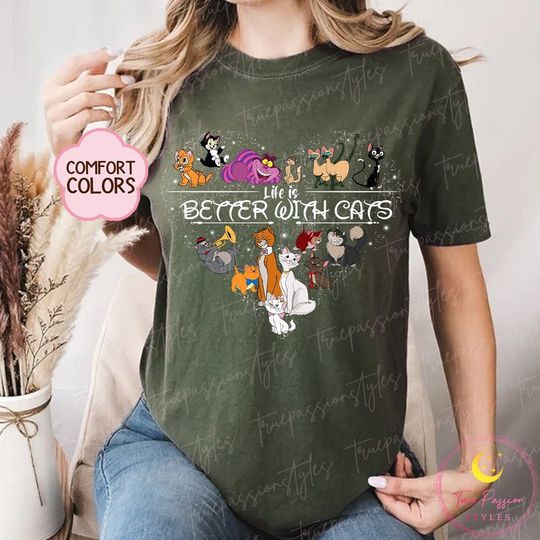 Comfort Colors Cheshire Cat Shirt, Life is Better With Cats T-shirt, The Aristocats Tee