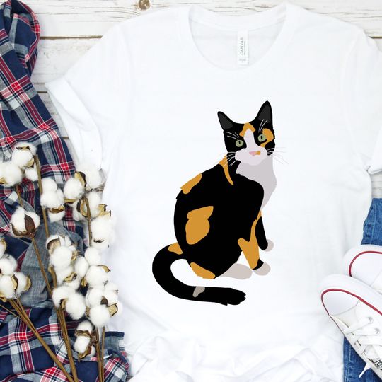 Calico Cat T-Shirt, Calico Shirt, Calico Mom, Calico Lover, Calico Art, Calico Portrait, Cute Cat Shirt, Calico Gift, Tortoiseshell Cat Gift