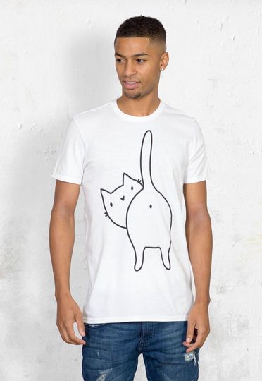 Funny Cat T-shirt - Mens Novelty Cat Tee - Cats bum, cute Cat T-shirt for Cat lovers