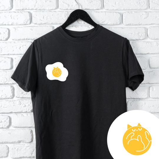 Eggcellent Cat T shirt MEN | T-shirt Cat Breakfast | Orange Cat Gifts | Egg Yolk Cat | Breakfast Club Sticker | Cat Egg Shirt