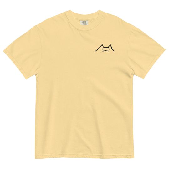 Embroidered Minimalistic Cat Doodle garment-dyed heavyweight t-shirt