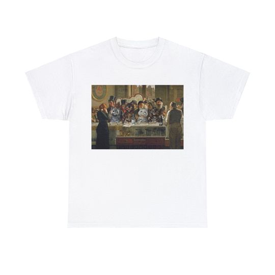 Victorian Cats in a Bar, Unisex Heavy Cotton Tee