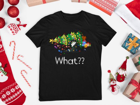 Cat T-Shirt What Cat Christmas Cat Brat for Men Women Children Unisex Graphic Shirt