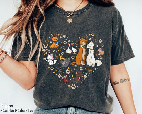 Aristocats Heart Shirt The Aristocats T-shirt Disney Cats Shirt Cat Lover Shirt, Disney Family Shirts Great Gift Ideas Men Women