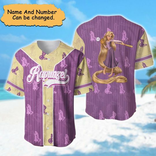 Personalize Baseball Jersey Princess Purple Yellow Patterns