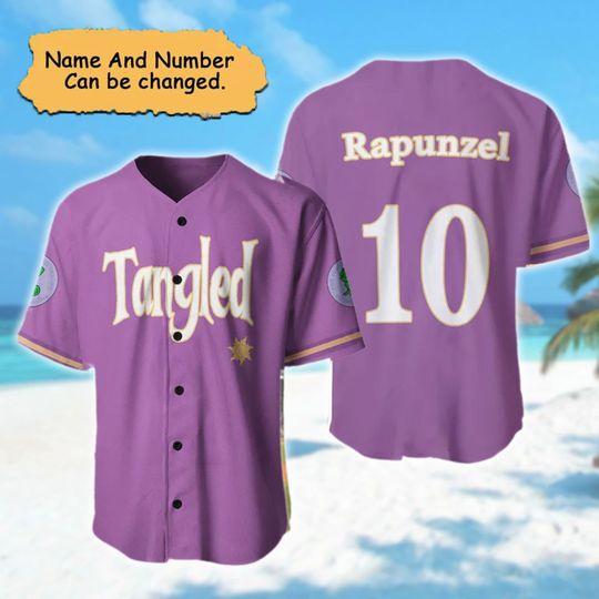 Personalized Name & Number Long Hair Princess Baseball Jersey