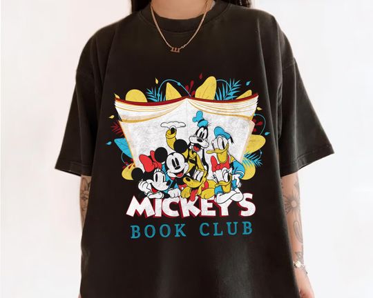 Mickey And Friends Mickey's Book Club Comfort Colors Shirt, Book Lovers Shirt, Reading Book, Bookworm Bookish Gift