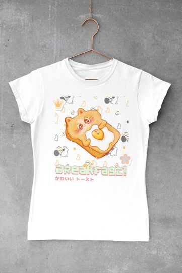 Cat Breakfast Women's T-shirt, Kawaii Cat T-shirt, Cute Cat T-shirt, Japanese art T-shirt, Toast T-shirts