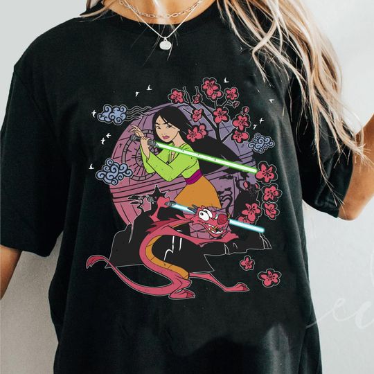 Mulan Princess And Mushu Dragon Lightsaber Disney T-shirt