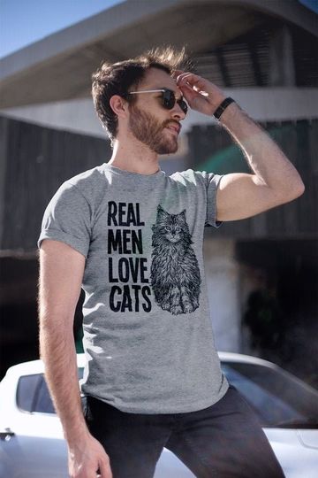 Real Men Love Cats - Organic Cotton - Funny Mens T-shirt Stanley Stella