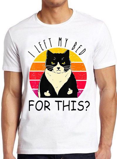 I Left My Bed For This Black Cat Hilarious Witty Humor Funny Meme Gift Tee Gamer Cult Movie Music  T Shirt 676