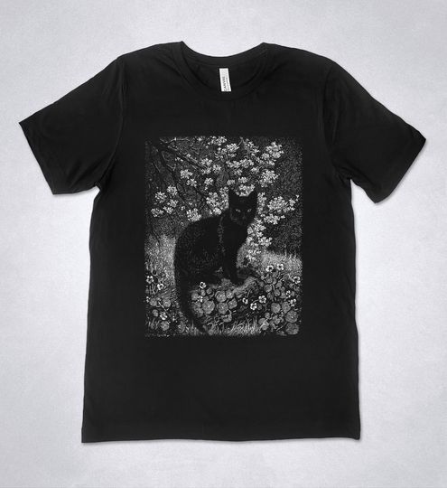 Lionel Lindsay t-shirt - The Witch, Black cat t-shirt, Witch t-shirt, vintage illustration