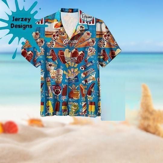 Ice Cream Hawaiian Shirt and Short Print Tropical Summer Beach Gift For Men