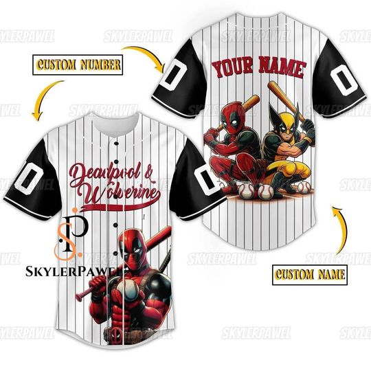 Deadpool Wolverine Baseball Jersey, Wolverine Shirt, Deadpool Jersey, Custom Jersey