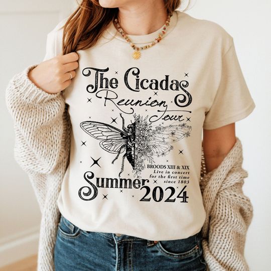 Retro Vintage Cicada Concert Tour 2024 Year Of The Cicadas Insect Lover Unisex T-Shirt