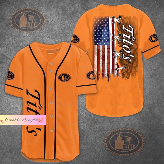 Tito's Baseball Jersey, American Flag Baseball Shirt, Tito Vodka Baseball Jersey