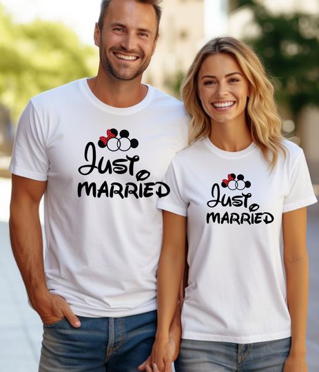 Just Married Minnie & Mickey T-shirts, Disney Matching Couple Tees