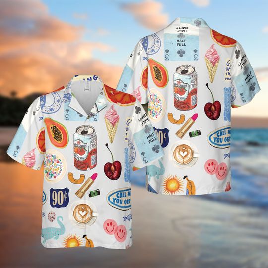 Hawaiian Button Up Shirt, Beach Lover Shirt
