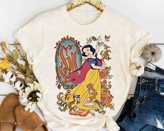 Disney Snow White Princess With Animal Retro Shirt, Birthday Gift