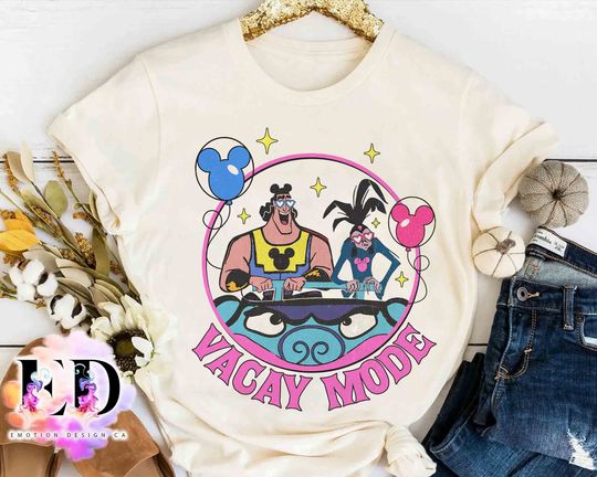 Retro Disney Villains Yzma and Krock Mickey Balloon Vacay Mode T-shirt