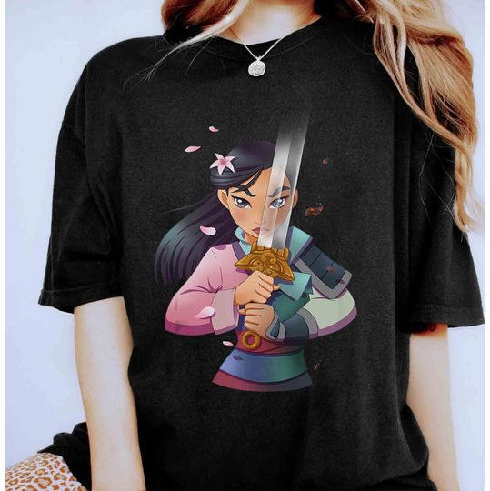 Disney Mulan Anime Style Portrait T-Shirt, Gift for Birthday