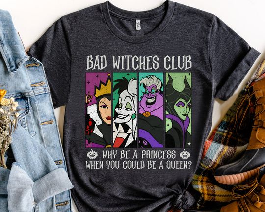 Disney Villains Characters Group Bad Witches Club Shirt, Family Vacation Gift