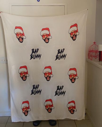 Bad Bunny Christmas Blanket